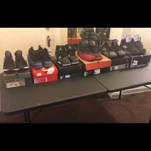 Various used sneakers
